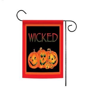 Halloween Pumpkins Outdoorsy Garden Flag WICKED Smiling Pumpkins Made In USA